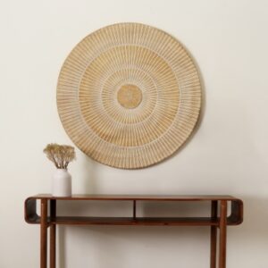 Handcarved Round Wheel Wood Wall Decor