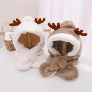 Cute Deer Hat With Scarf For 5-10 Y Children