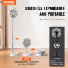 8 Inch Foldable Oscillating Standing Fan With Remote Control, 4 Speed Adjustable Portable Desk Quiet Fan, 7200mah Rechargeable USB Small Fan, Folded Rotating Floor Fan For Bedroom Office Travel